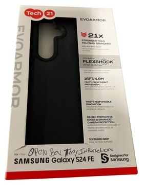 Samsung Black Tech21 EvoArmor Phone Case Samsung Galaxy S24 FE tiny imperfection